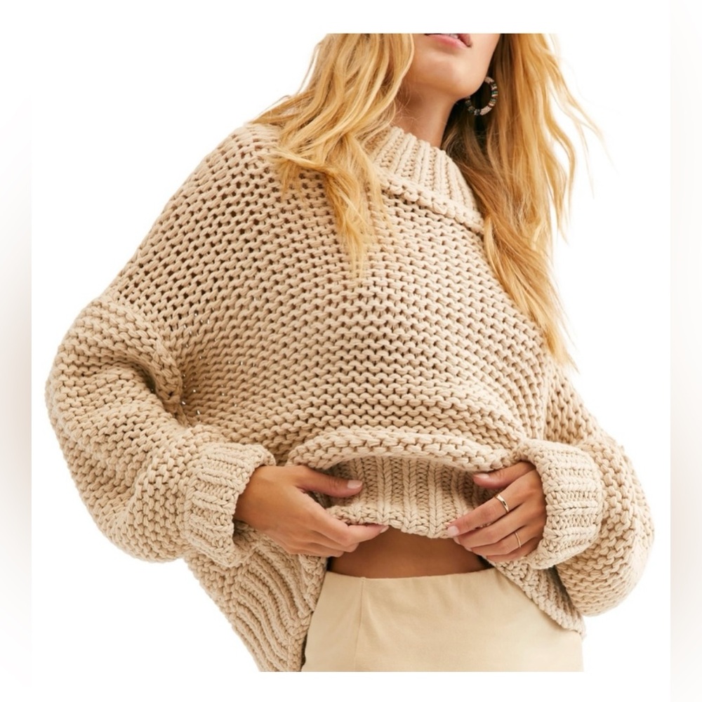 Free People Tan Chunky Knit Sweater
